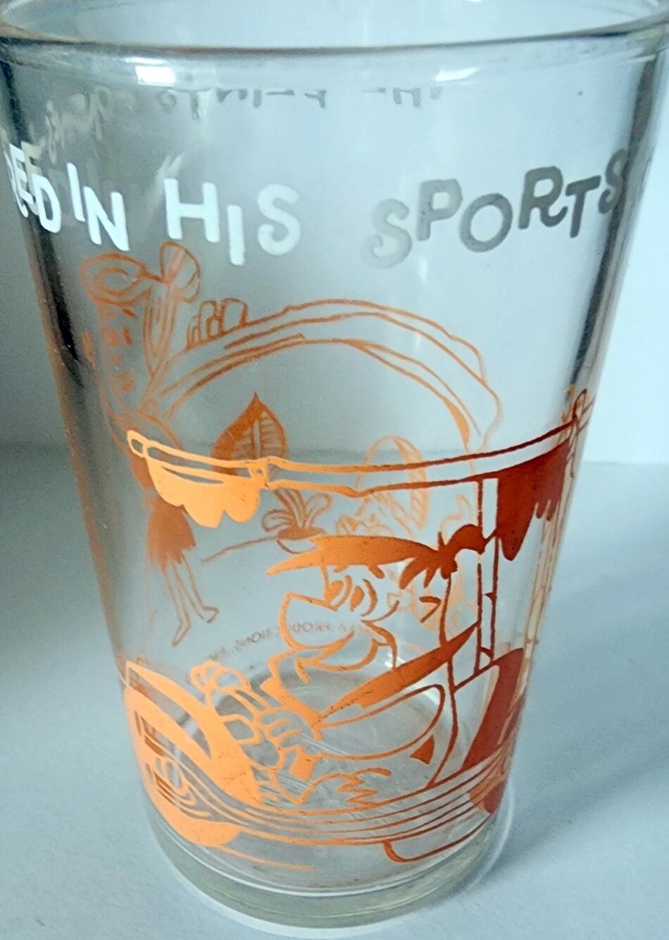 Vintage Flintstones Glass Wilma & "Fred In His Sports" Car 1962 Hanna Barbera*